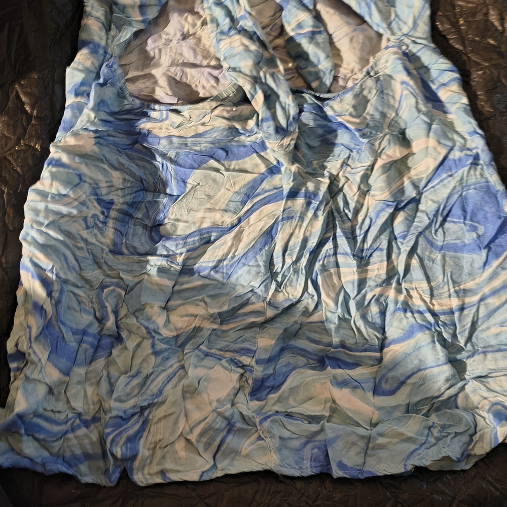 Blue and Cream Marble Mini Dress